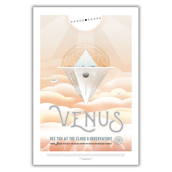 NASA Space Tourism Travel Poster Planet Quest VENUS Cloud 9 Solar Reproduction 